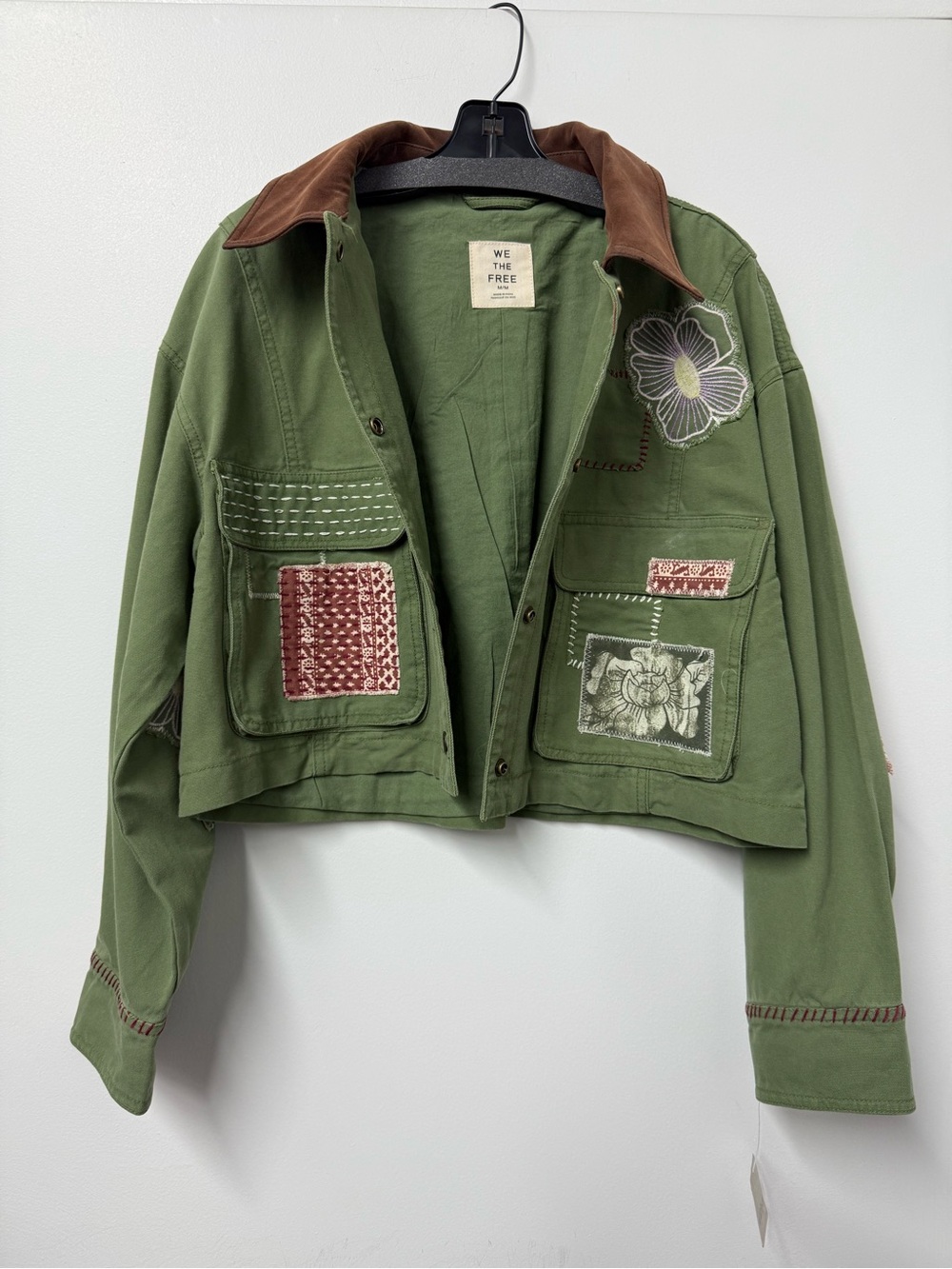 Free People x We The Free Martha Workwear Appliques Jacket in Callisto Green - Picture 4 of 5